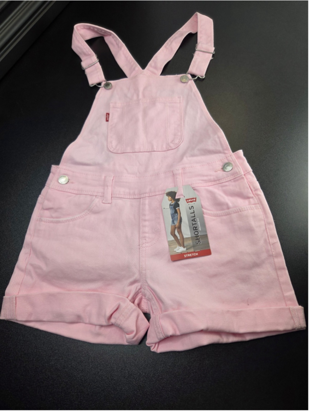 Levi’s Girls Shortalls Stretch Overalls Pink Size 8 Regular NWT #733